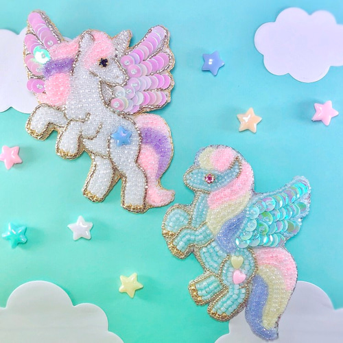 ペガサスのビーズ刺繍ブローチ ブローチ たまこ 通販 7366947