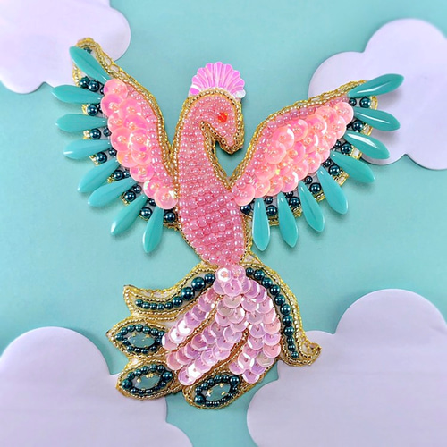 フェニックスのビーズ刺繍ブローチ ブローチ たまこ 通販