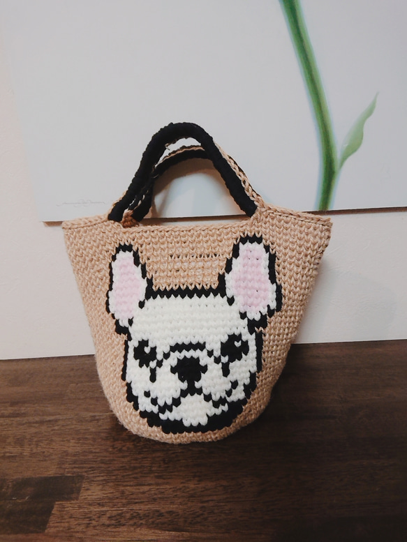 麻紐バッグ フレンチブルドッグ かごバッグ ゆう 通販 7162877｜Creema