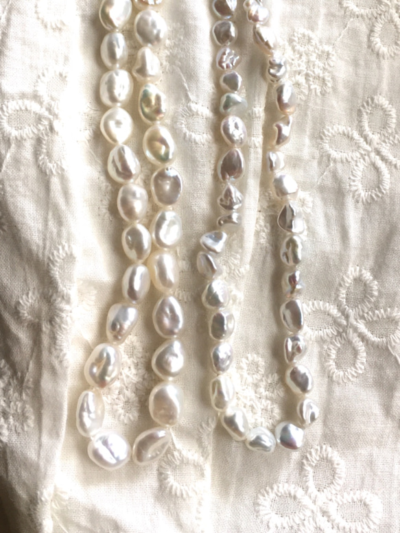 #74 湖水芥子パール　16個　4分の1連　メタリック純白　湖水パール　高品質淡水真珠 6枚目の画像
