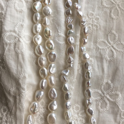 #74 湖水芥子パール　16個　4分の1連　メタリック純白　湖水パール　高品質淡水真珠 7枚目の画像