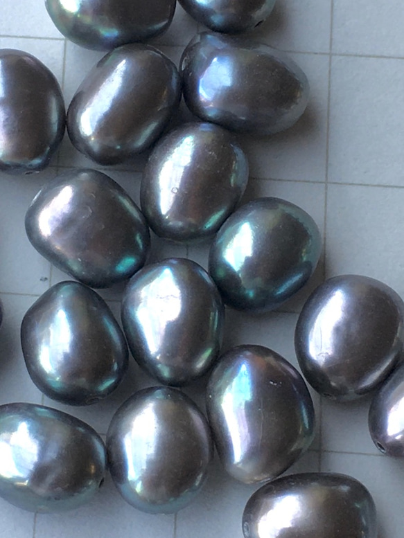 ラストセット　#75 湖水真珠素材 7.5×9.5mm バロック チャコールグレー  7個 高品質バロック淡水真珠素材 2枚目の画像