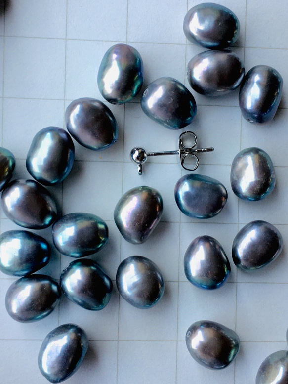 ラストセット　#75 湖水真珠素材 7.5×9.5mm バロック チャコールグレー  7個 高品質バロック淡水真珠素材 4枚目の画像
