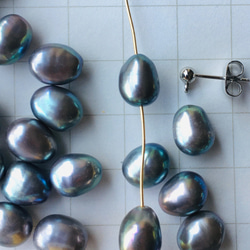 ラストセット　#75 湖水真珠素材 7.5×9.5mm バロック チャコールグレー  7個 高品質バロック淡水真珠素材 3枚目の画像