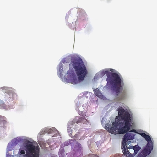 90 スモーキーアメジスト8mm AAA 4石 茶水晶と紫水晶の混在するレアな