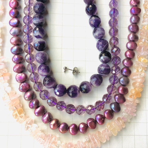 90 スモーキーアメジスト8mm AAA 4石 茶水晶と紫水晶の混在するレアな