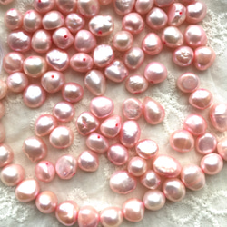 ラスト2パックです　#114 淡水真珠AA+ 12個　ほんのり可愛い桜ピンク　フラットバロック　8×7.5ミリ 3枚目の画像