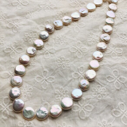 #157 湖水真珠　12㍉　なめらか肉厚コインパール　まとめ買い3ペア　メタリック白　高品質淡水真珠 1枚目の画像