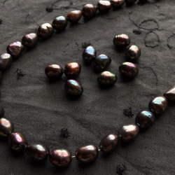 #227 湖水真珠素材 4個　8.0×10.5mm バロック タヒチカラー　高品質淡水真珠素材 4枚目の画像