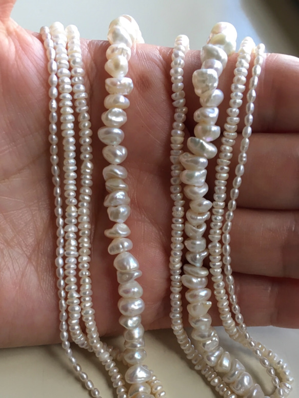 ラスト1 #236 淡水真珠　3㍉ 極小ロンデル  1連約39.5cm センターホール　小粒パール 8枚目の画像