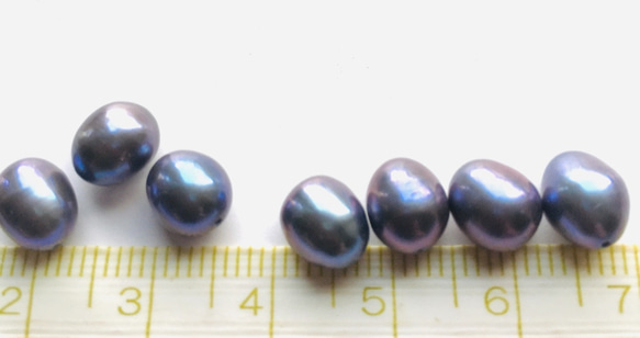 美品✨　本真珠　淡水バロックパール　ピンク　青紫干渉色　無穴　加工可能 淡水パール パープル バロック 8.5～9mm | beads lot