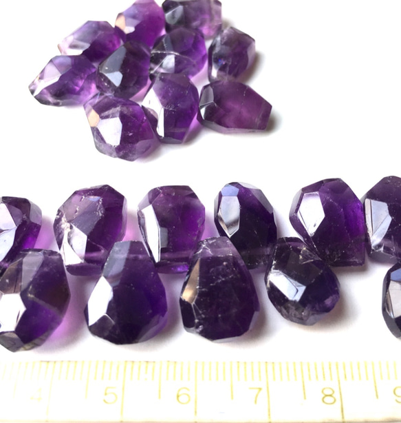 #31 アメジストAA++ 濃色　タンブルカット【1ペア】クレオパトラ　紫水晶　ハンドメイド素材　 9枚目の画像