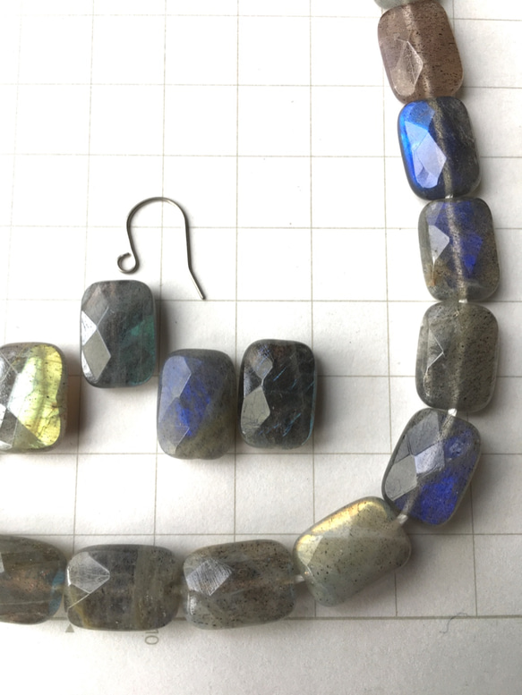 #48 Labradorite 天然石ラブラドライト【1石】レクタングル ハンドメイド素材　フェルスパー 5枚目の画像