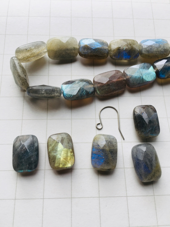 #48 Labradorite 天然石ラブラドライト【1石】レクタングル ハンドメイド素材　フェルスパー 6枚目の画像