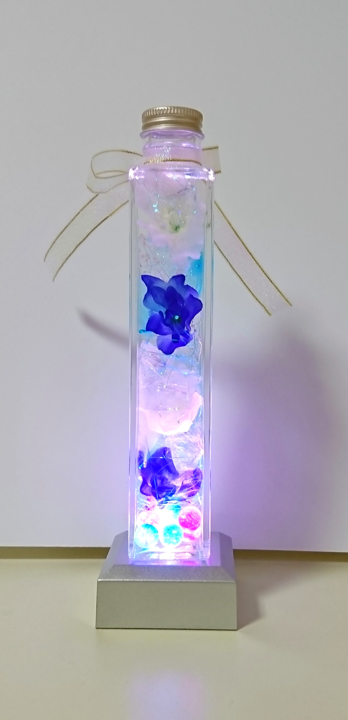 ハーバリウム☆ブルー(LEDライトセット)