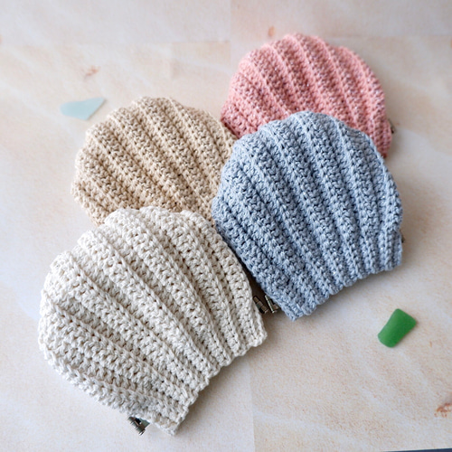 きらきら☆シェルポーチ☆《ブルー》/手編みのバネ口貝殻ポーチ ポーチ  