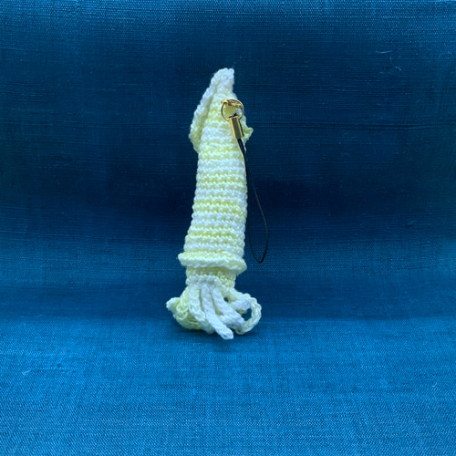 みにイカっち-No.3」 手編み あみぐるみ ストラップ 携帯ストラップ の