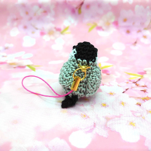 桜文鳥さんｰNo.1」 文鳥 あみぐるみ あみぐるみ のすたるじあ