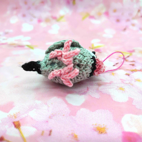 桜文鳥さんｰNo.1」 文鳥 あみぐるみ あみぐるみ のすたるじあ