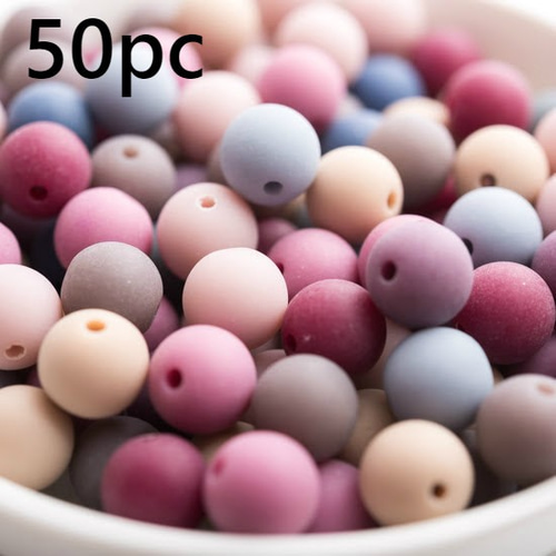 ラバービーズ ラウンド10mm 50個 アクリルビーズ マットビーズ くすみ 