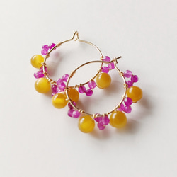 Ruby & Golden mastard  Yellow  Hoop ピアス or イヤリング 3枚目の画像