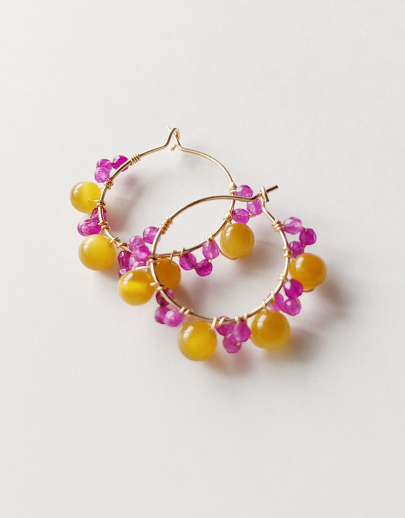 Ruby & Golden mastard  Yellow  Hoop ピアス or イヤリング 3枚目の画像