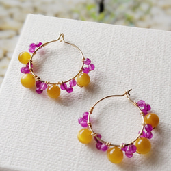 Ruby & Golden mastard  Yellow  Hoop ピアス or イヤリング 2枚目の画像