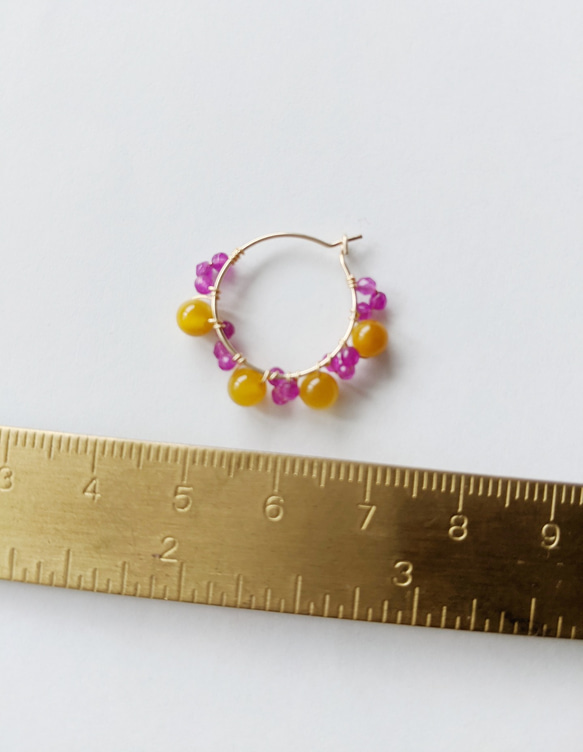 Ruby & Golden mastard  Yellow  Hoop ピアス or イヤリング 4枚目の画像