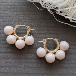 14kgf櫻桃色絲質珍珠大耳環或耳環（SV925可用） 第2張的照片