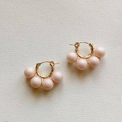14kgf櫻桃色絲質珍珠大耳環或耳環（SV925可用） 第3張的照片
