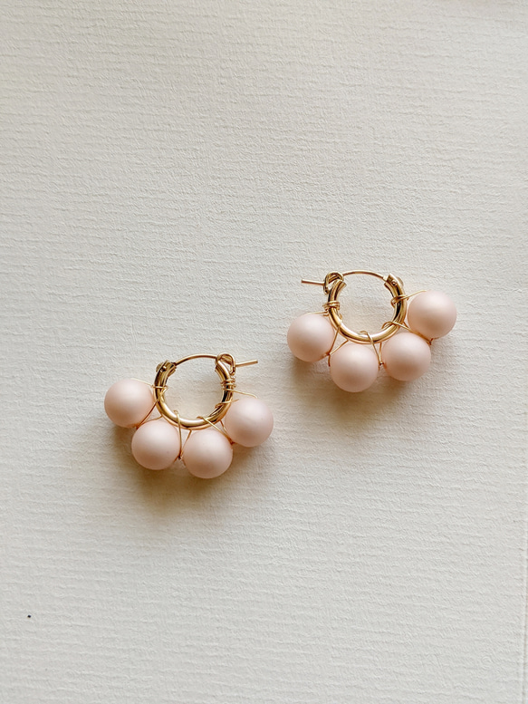 14kgf櫻桃色絲質珍珠大耳環或耳環（SV925可用） 第3張的照片