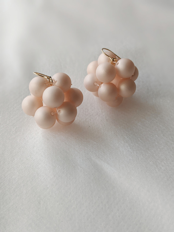 14kgf pink silk-pearl balloon * puku-puku *パールピアスorイヤリング 2枚目の画像