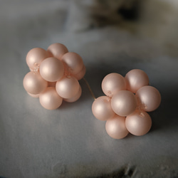 14kgf 粉色絲綢珍珠氣球 * puku-puku * 珍珠耳環或耳環 第4張的照片