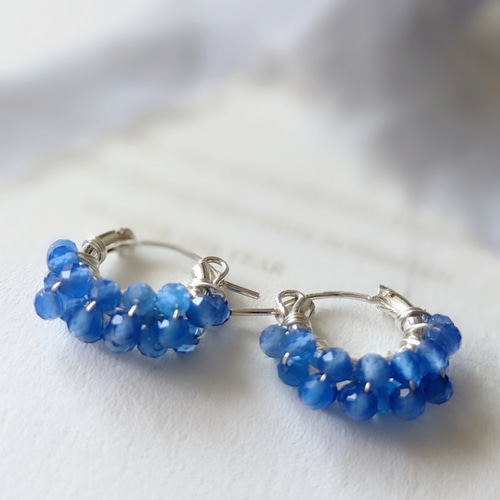 SV925 Blue agate crescent 天然石ブルーアゲートピアスor
