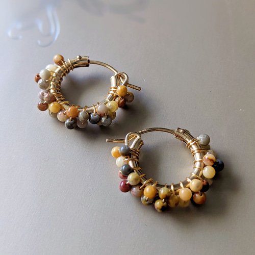 14kgf crazy-race agate 【agate】クレイジーレースアゲートピアスor