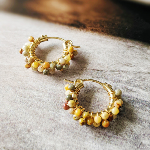 レースアゲートピアス 14kgf crazy-race agate 【agate】クレイジーレースアゲートピアスor