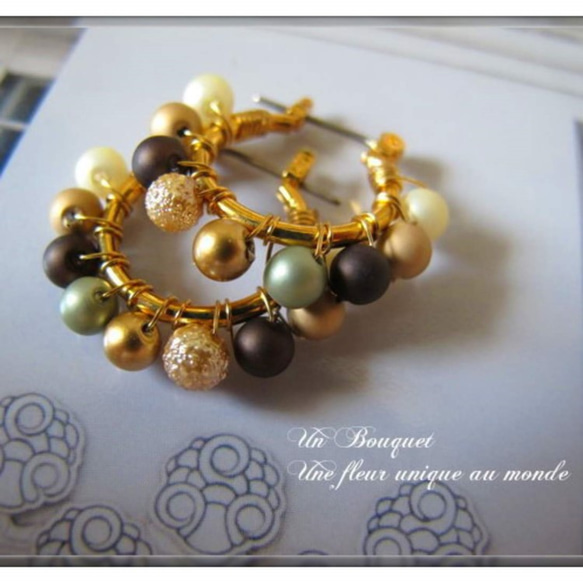 免費送貨秋季顏色“ jolie”珍珠漸變色鈦圈形耳環耳環 第2張的照片