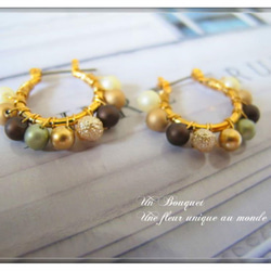 免費送貨秋季顏色“ jolie”珍珠漸變色鈦圈形耳環耳環 第4張的照片