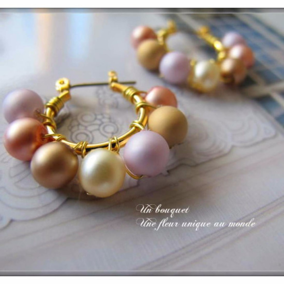“blanche”pearl de sweets 馬卡龍圈形耳環或無孔圈形耳環 第1張的照片