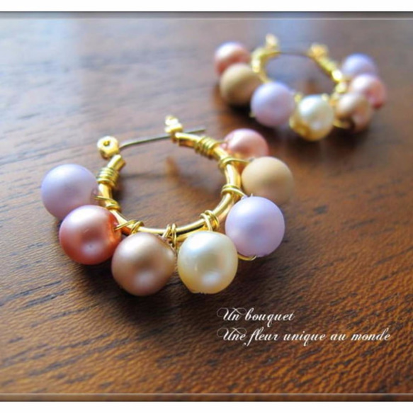 “blanche”pearl de sweets 馬卡龍圈形耳環或無孔圈形耳環 第2張的照片