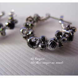 縝瑪瑙和閃光球銀環形鈦合金耳環（SV925/迷你尺寸可選） 第2張的照片