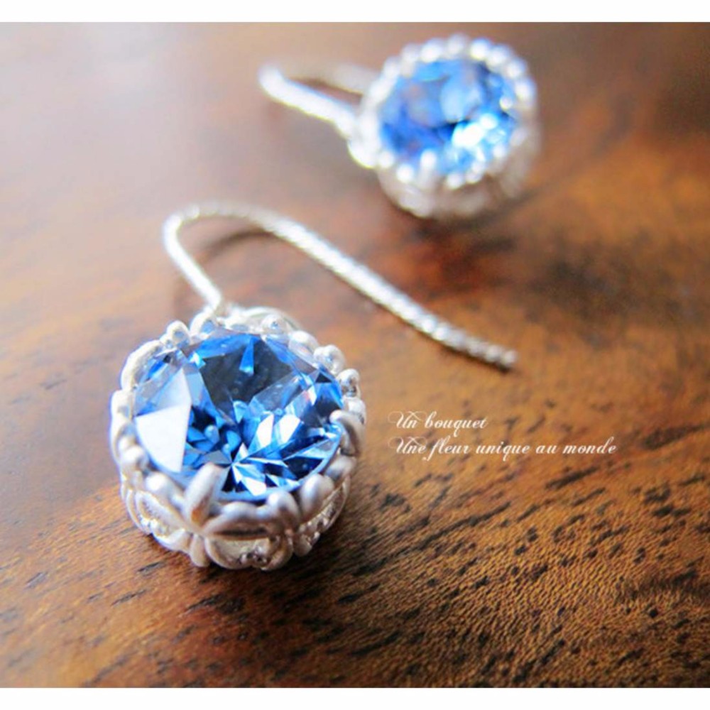 アクアマリン ピアス SV925 サージカルステンレスSUS316L 金アレ サファイア