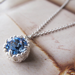 SV925 blue *ozora大空に羽ばたいて*シルバーネックレス アクアマリンサファイアブルー 2枚目の画像