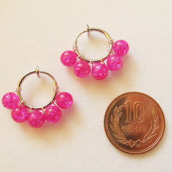 天然水晶粉紅色非大廳環形耳環或耳環 第5張的照片
