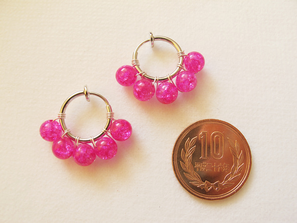 天然水晶粉紅色非大廳環形耳環或耳環 第5張的照片