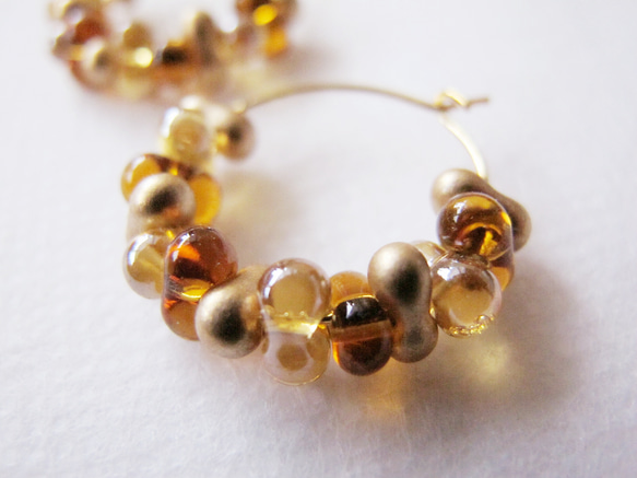 14kgf Amber gradation *琥珀色グラデーション* フープピアス 1枚目の画像