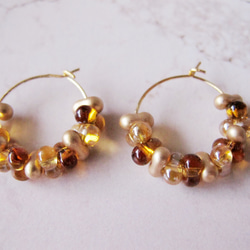 14kgf Amber gradation *琥珀色グラデーション* フープピアス 3枚目の画像