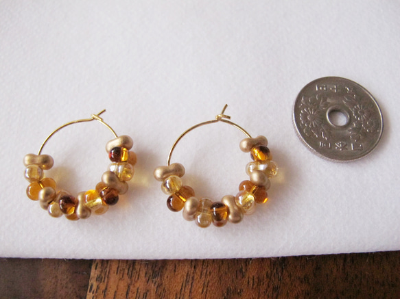 14kgf Amber gradation *琥珀色グラデーション* フープピアス 5枚目の画像