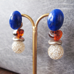 法國大理石藍* NOBLE *藍色耳釘或耳環 第3張的照片