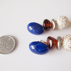 法國大理石藍* NOBLE *藍色耳釘或耳環 第5張的照片
